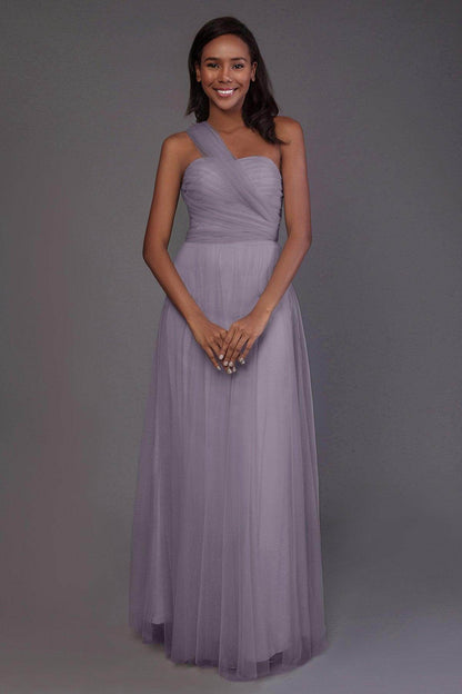Sheath-Column Floor Length Tulle Bridesmaid Dress PR3502