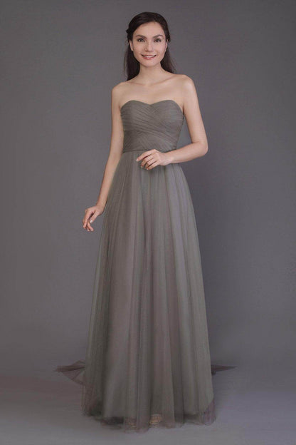 Sheath-Column Floor Length Tulle Bridesmaid Dress PR3502
