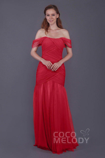 Trumpet-Mermaid Floor Length Tulle Bridesmaid Dress PR3504