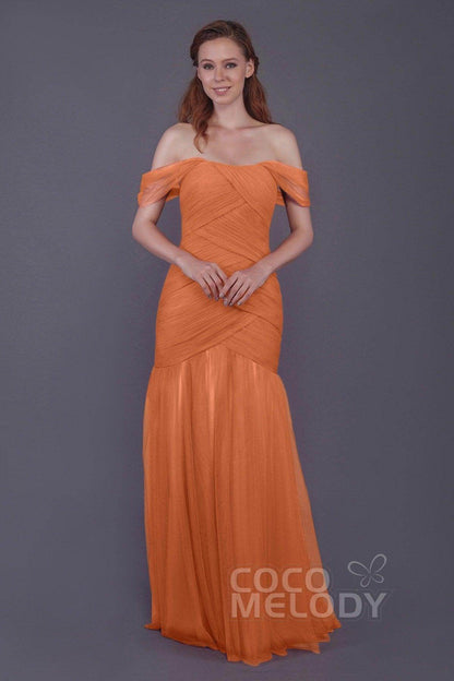 Trumpet-Mermaid Floor Length Tulle Bridesmaid Dress PR3504