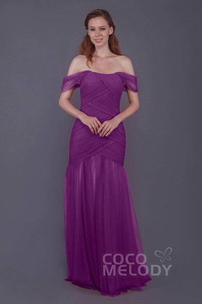 Trumpet-Mermaid Floor Length Tulle Bridesmaid Dress PR3504
