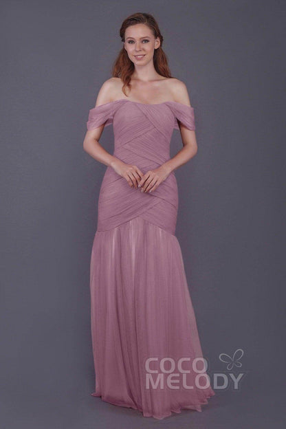 Trumpet-Mermaid Floor Length Tulle Bridesmaid Dress PR3504