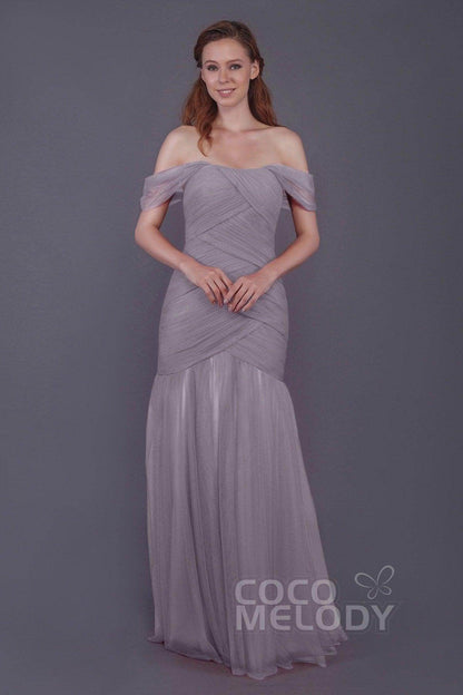 Trumpet-Mermaid Floor Length Tulle Bridesmaid Dress PR3504