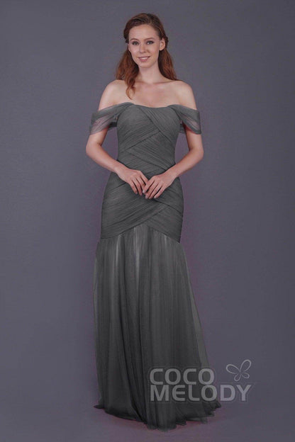Trumpet-Mermaid Floor Length Tulle Bridesmaid Dress PR3504