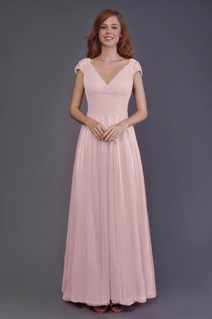 Sheath-Column Floor Length Tulle Bridesmaid Dress PR3510