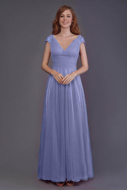 Sheath-Column Floor Length Tulle Bridesmaid Dress PR3510