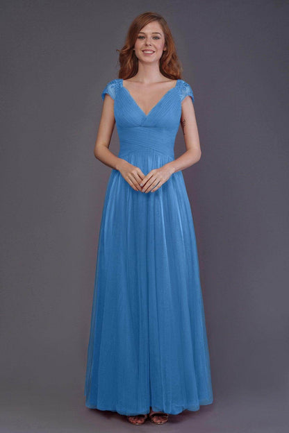 Sheath-Column Floor Length Tulle Bridesmaid Dress PR3510