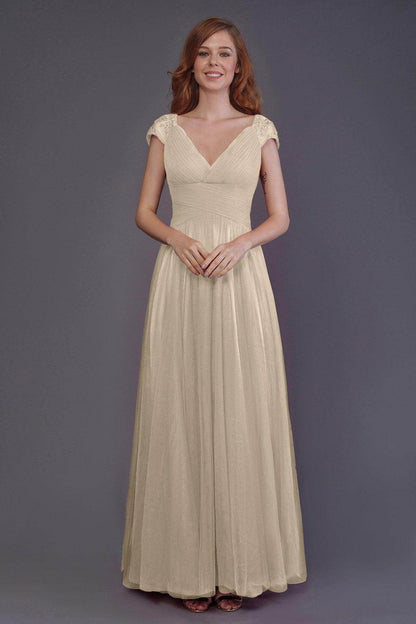 Sheath-Column Floor Length Tulle Bridesmaid Dress PR3510