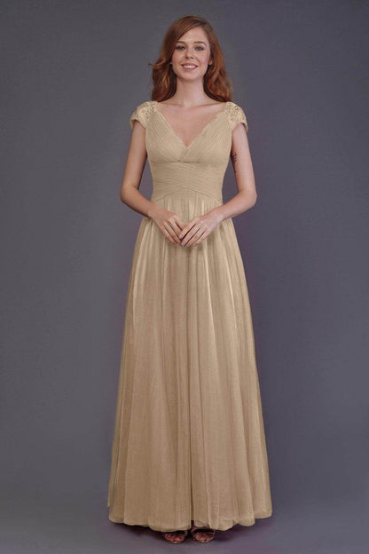 Sheath-Column Floor Length Tulle Bridesmaid Dress PR3510