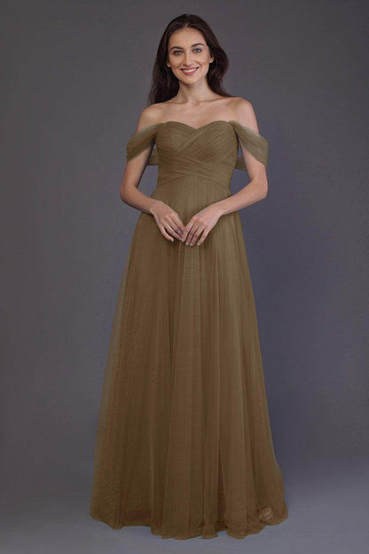Sheath-Column Floor Length Tulle Bridesmaid Dress PR3512