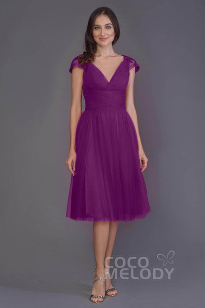 A-Line Knee Length Tulle Bridesmaid Dress PR3515