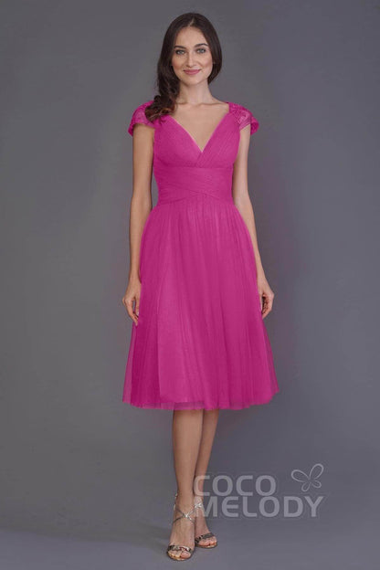 A-Line Knee Length Tulle Bridesmaid Dress PR3515