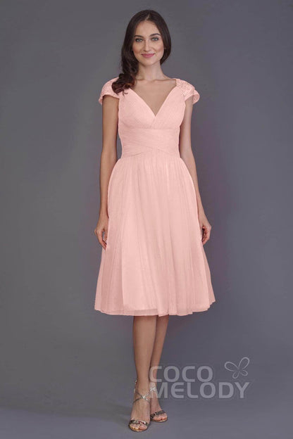 A-Line Knee Length Tulle Bridesmaid Dress PR3515
