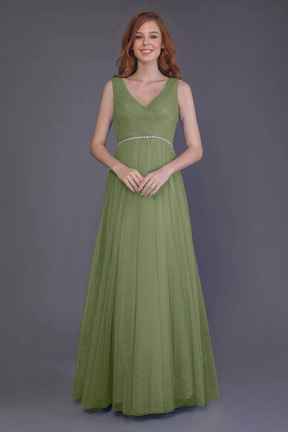 Sheath-Column Floor Length Tulle Bridesmaid Dress PR3518