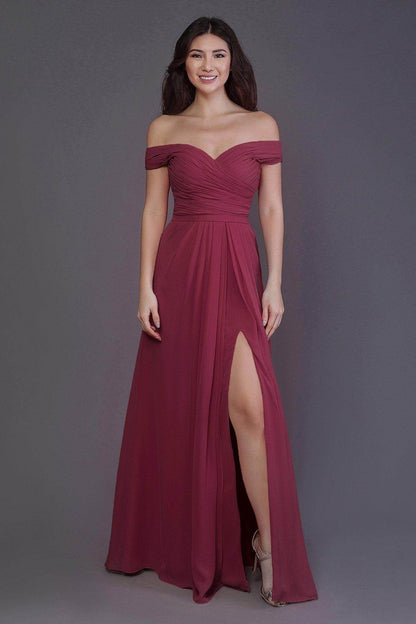 Sheath-Column Floor Length Chiffon Bridesmaid Dress PR3536PS