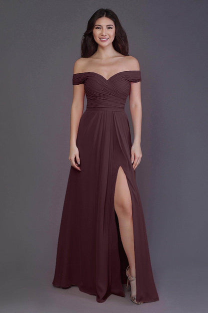 Sheath-Column Floor Length Chiffon Bridesmaid Dress PR3536