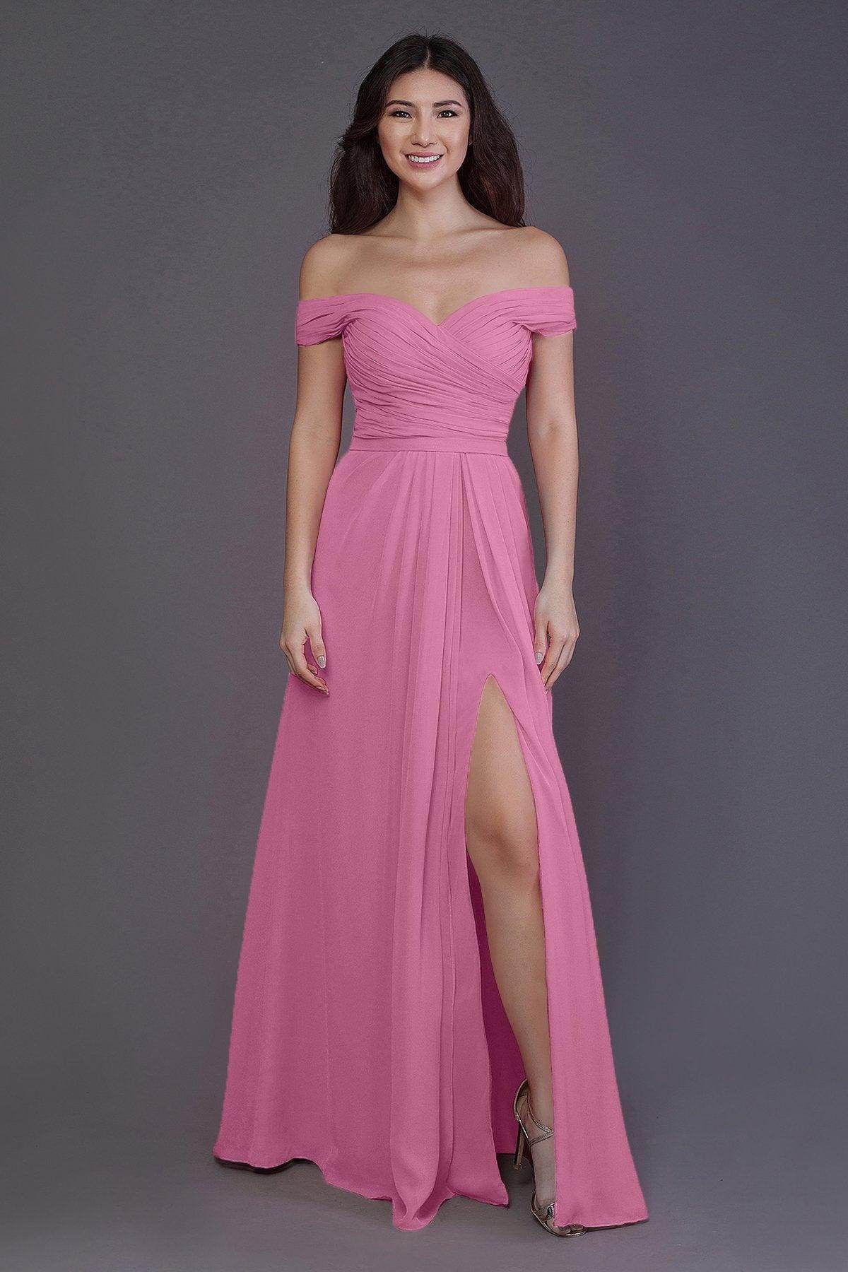 Sheath-Column Floor Length Chiffon Bridesmaid Dress PR3536PS
