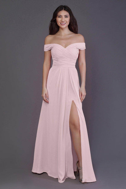 Sheath-Column Floor Length Chiffon Bridesmaid Dress PR3536