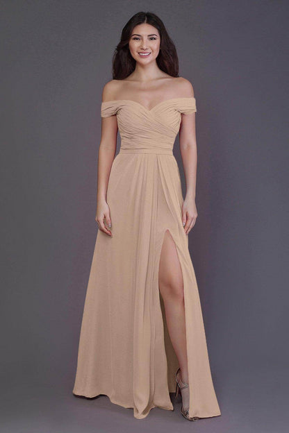 Sheath-Column Floor Length Chiffon Bridesmaid Dress PR3536PS