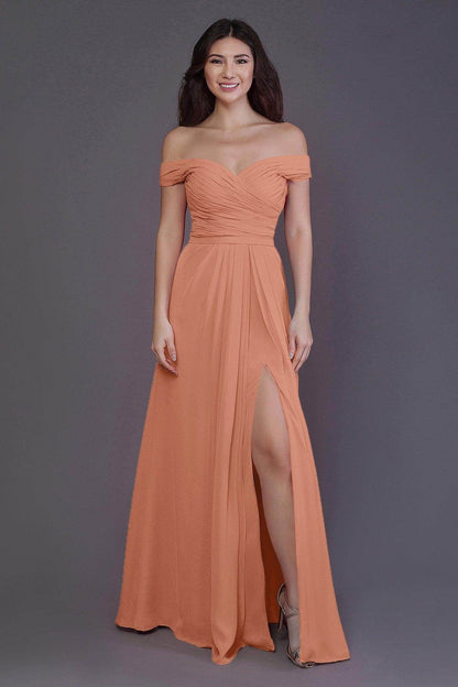 Sheath-Column Floor Length Chiffon Bridesmaid Dress PR3536PS