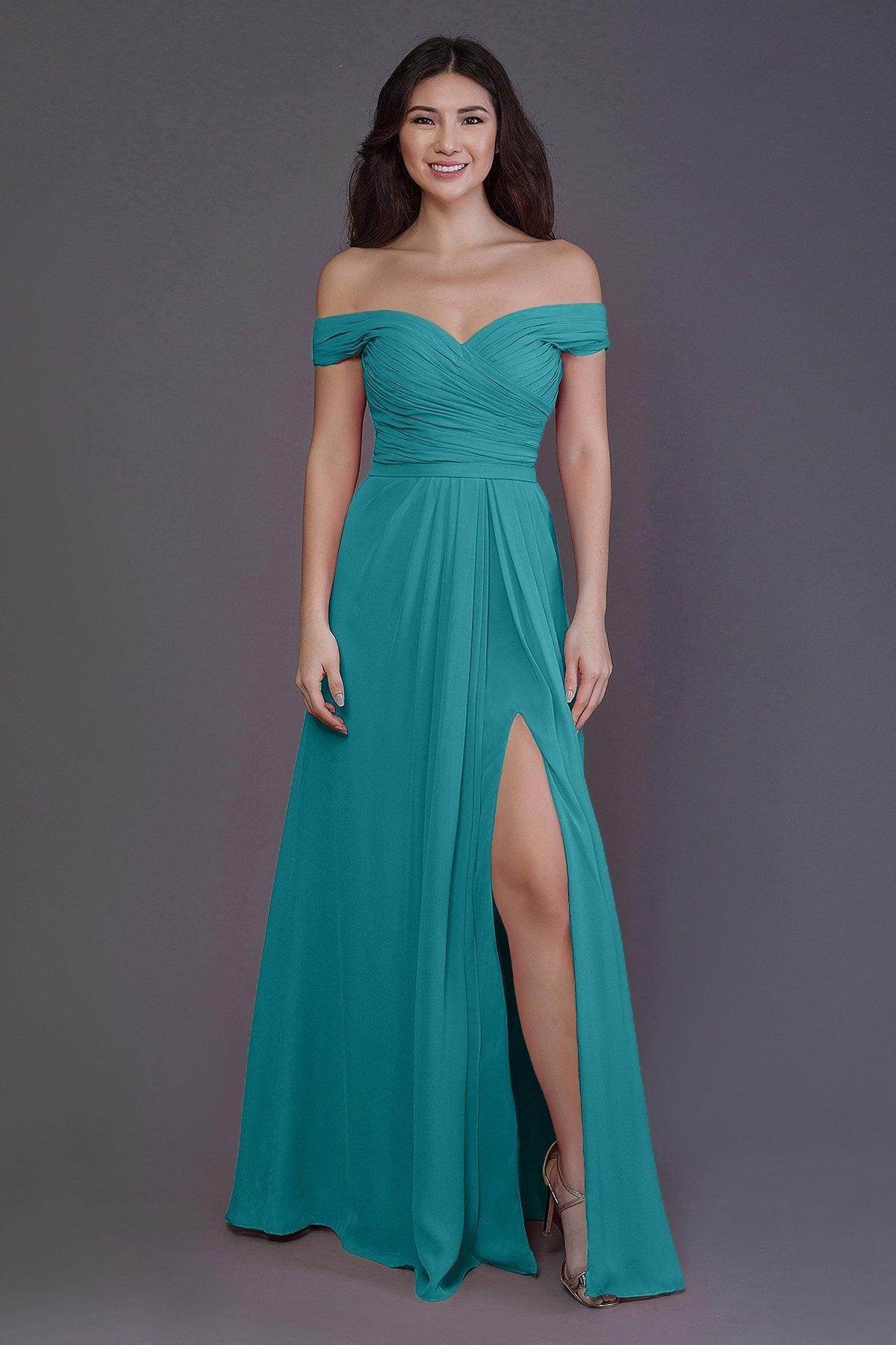 Sheath-Column Floor Length Chiffon Bridesmaid Dress PR3536