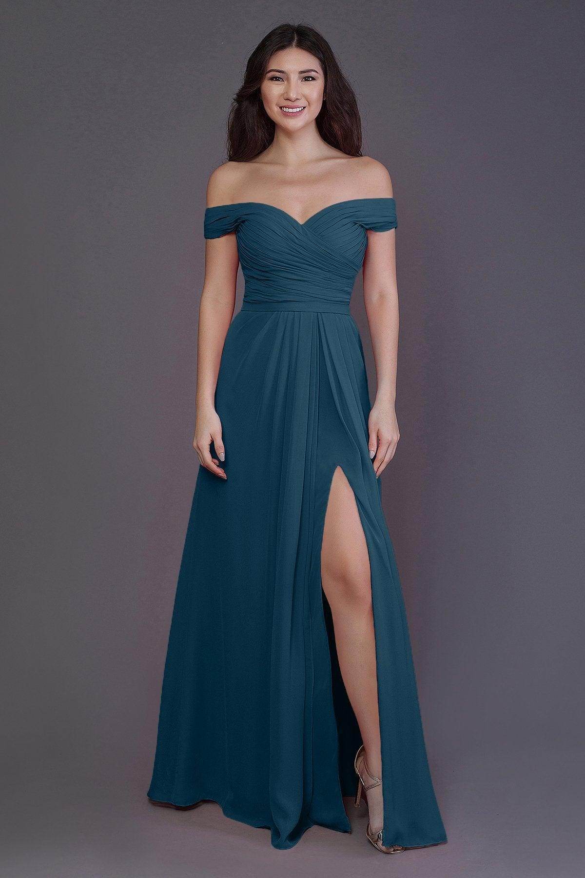 Sheath-Column Floor Length Chiffon Bridesmaid Dress PR3536