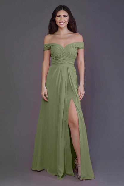 Sheath-Column Floor Length Chiffon Bridesmaid Dress PR3536