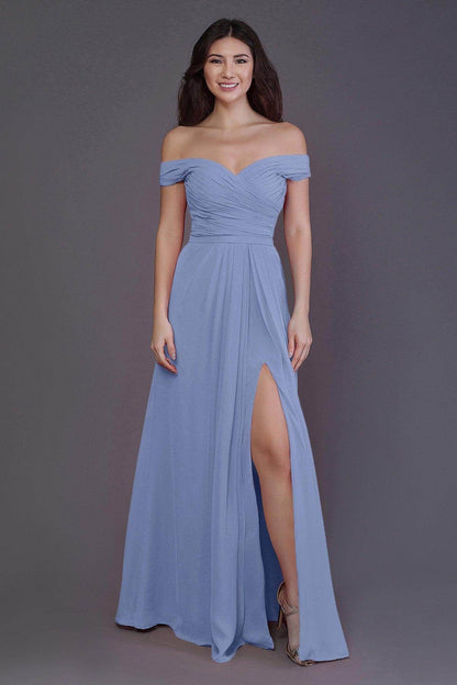Sheath-Column Floor Length Chiffon Bridesmaid Dress PR3536