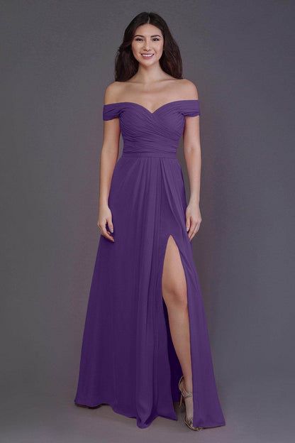 Sheath-Column Floor Length Chiffon Bridesmaid Dress PR3536PS