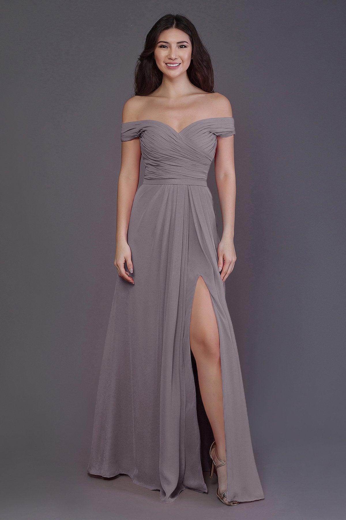 Sheath-Column Floor Length Chiffon Bridesmaid Dress PR3536