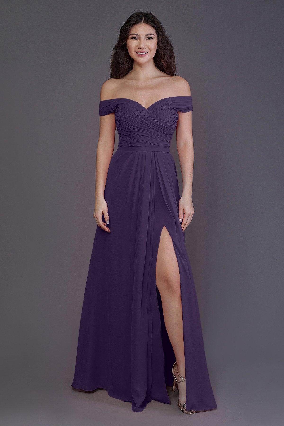Sheath-Column Floor Length Chiffon Bridesmaid Dress PR3536PS