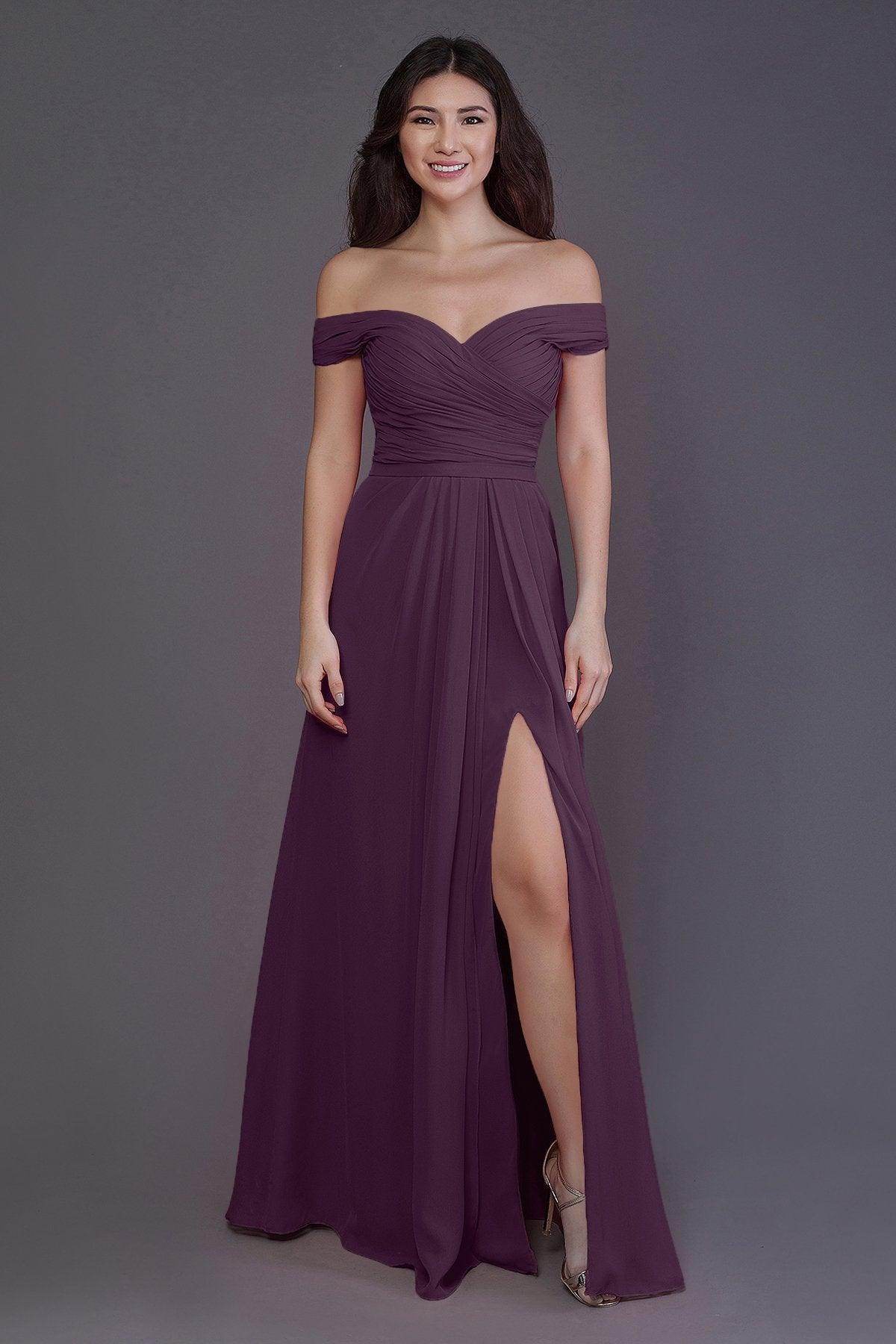 Sheath-Column Floor Length Chiffon Bridesmaid Dress PR3536