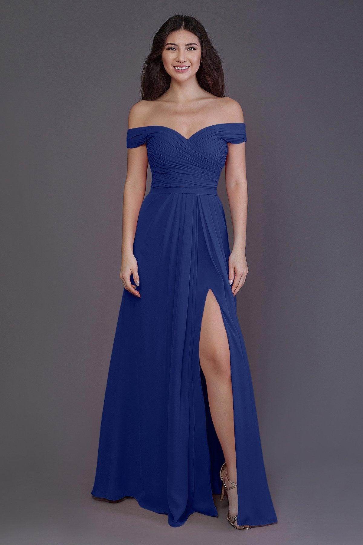 Sheath-Column Floor Length Chiffon Bridesmaid Dress PR3536
