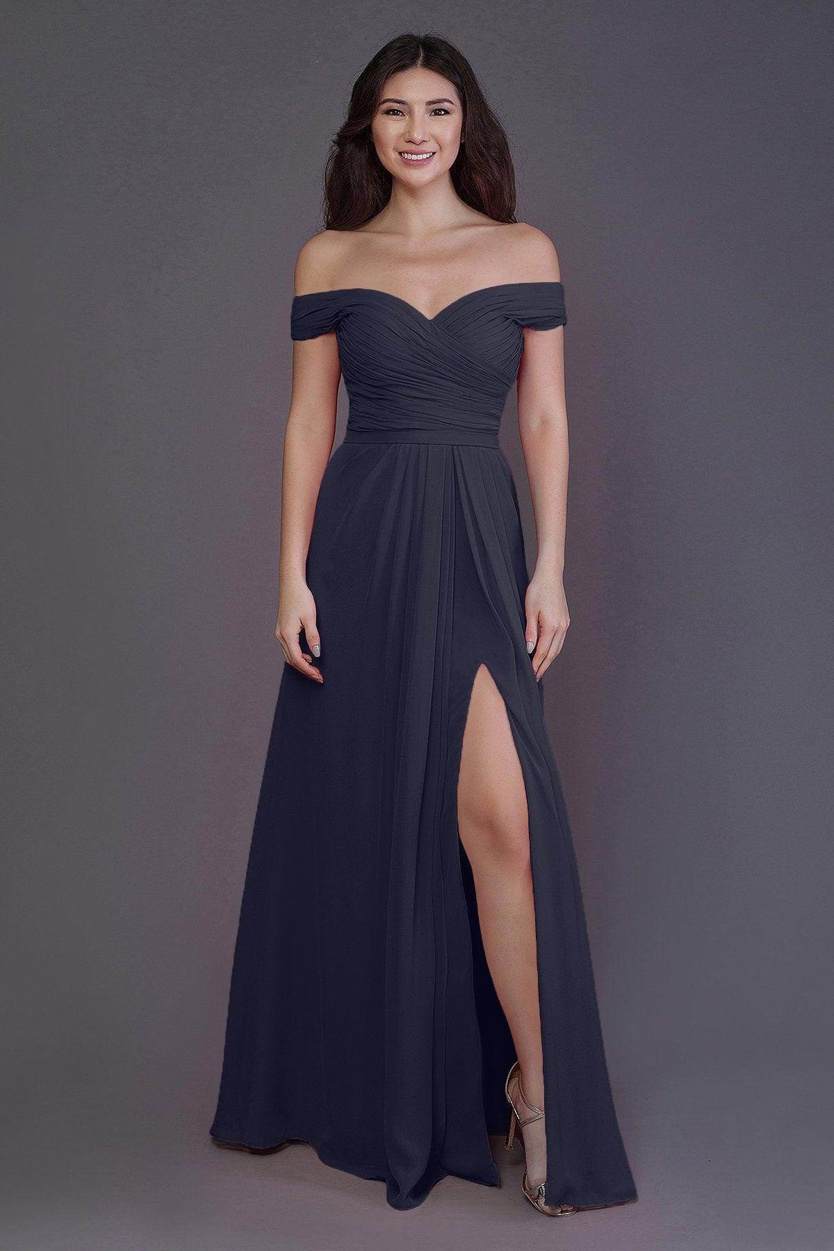 Sheath-Column Floor Length Chiffon Bridesmaid Dress PR3536