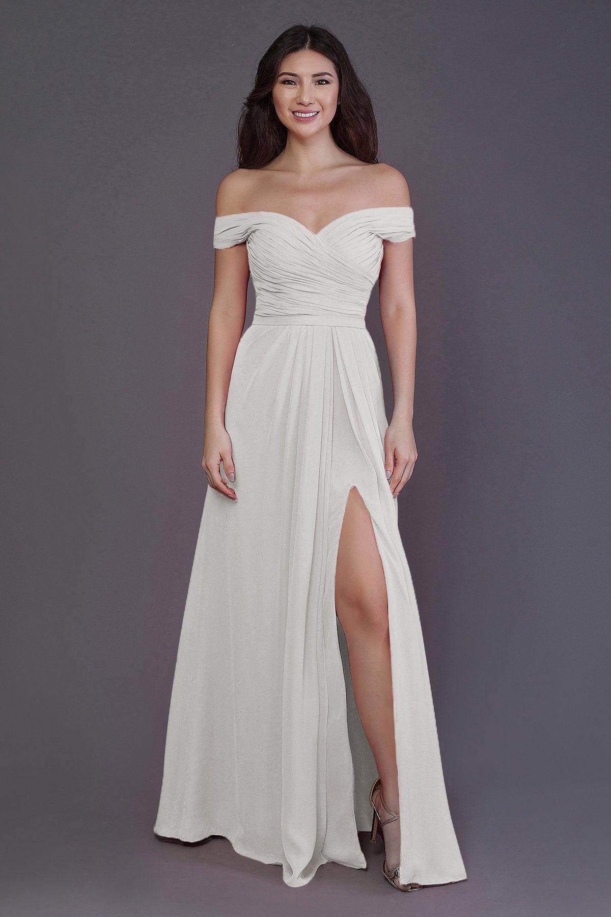 Sheath-Column Floor Length Chiffon Bridesmaid Dress PR3536