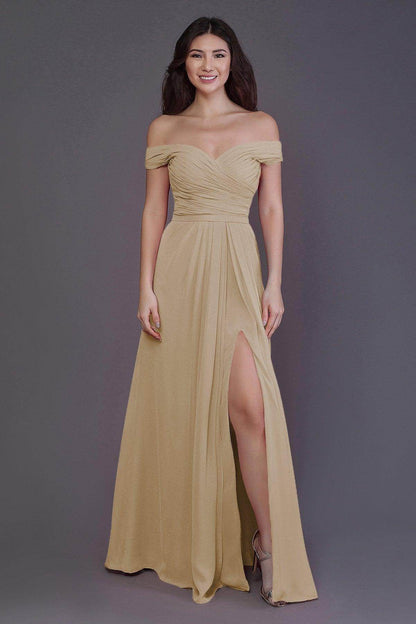 Sheath-Column Floor Length Chiffon Bridesmaid Dress PR3536