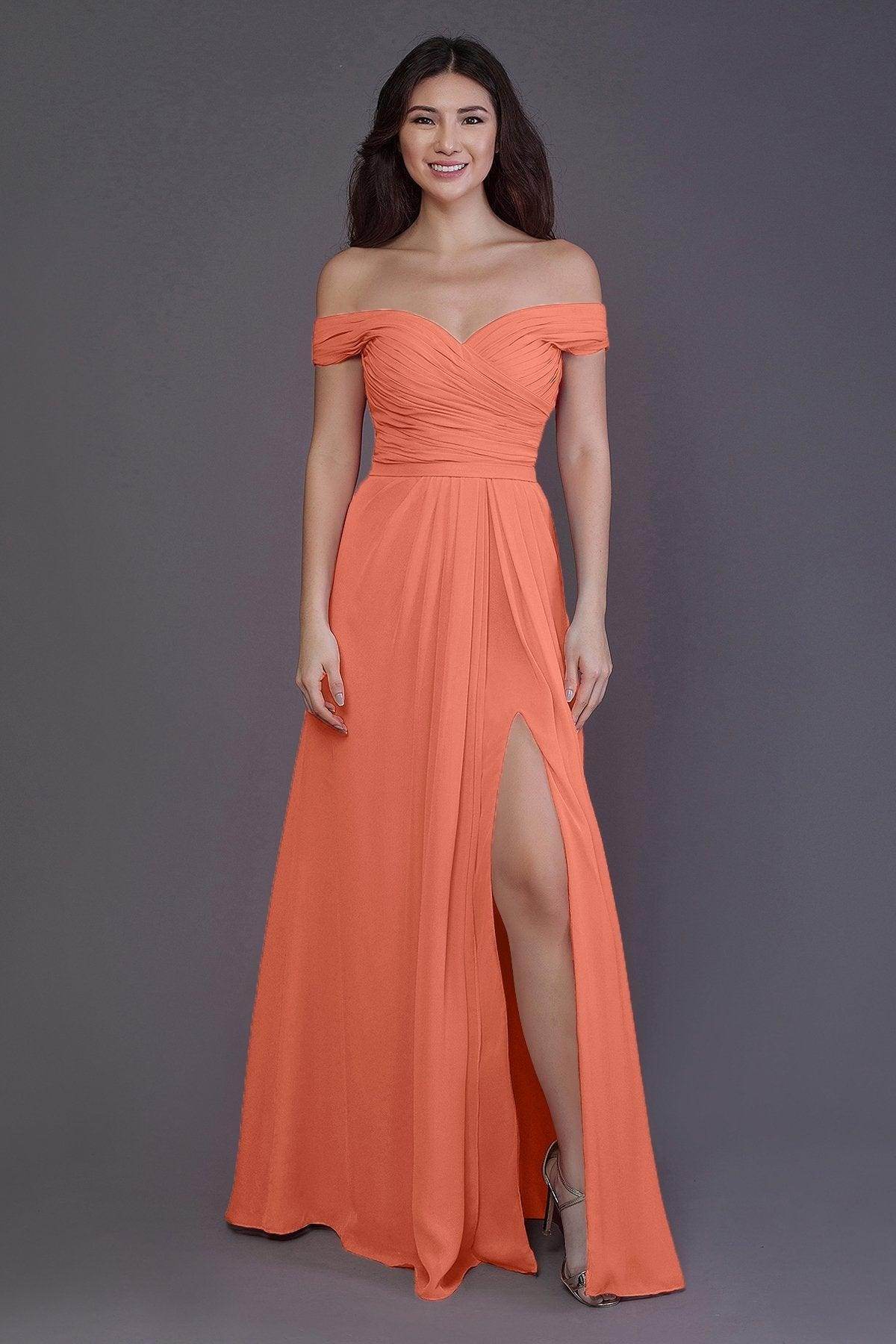 Sheath-Column Floor Length Chiffon Bridesmaid Dress PR3536PS