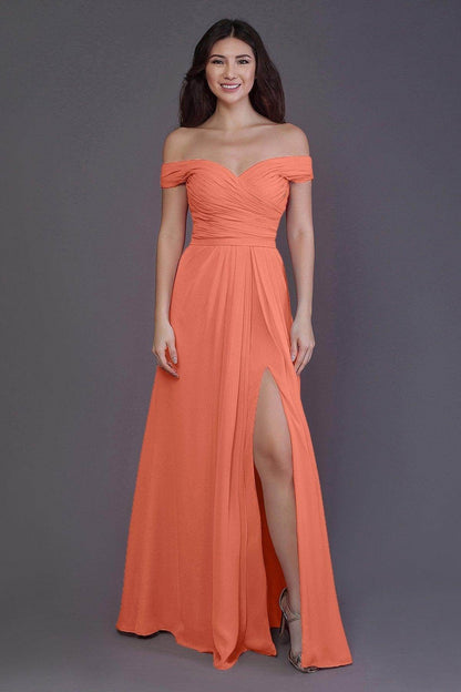 Sheath-Column Floor Length Chiffon Bridesmaid Dress PR3536PS