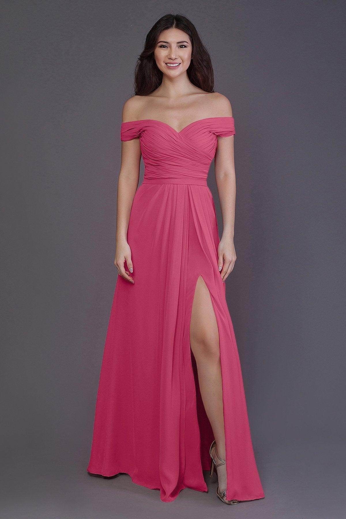 Sheath-Column Floor Length Chiffon Bridesmaid Dress PR3536