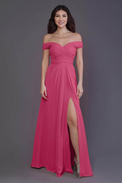 Sheath-Column Floor Length Chiffon Bridesmaid Dress PR3536