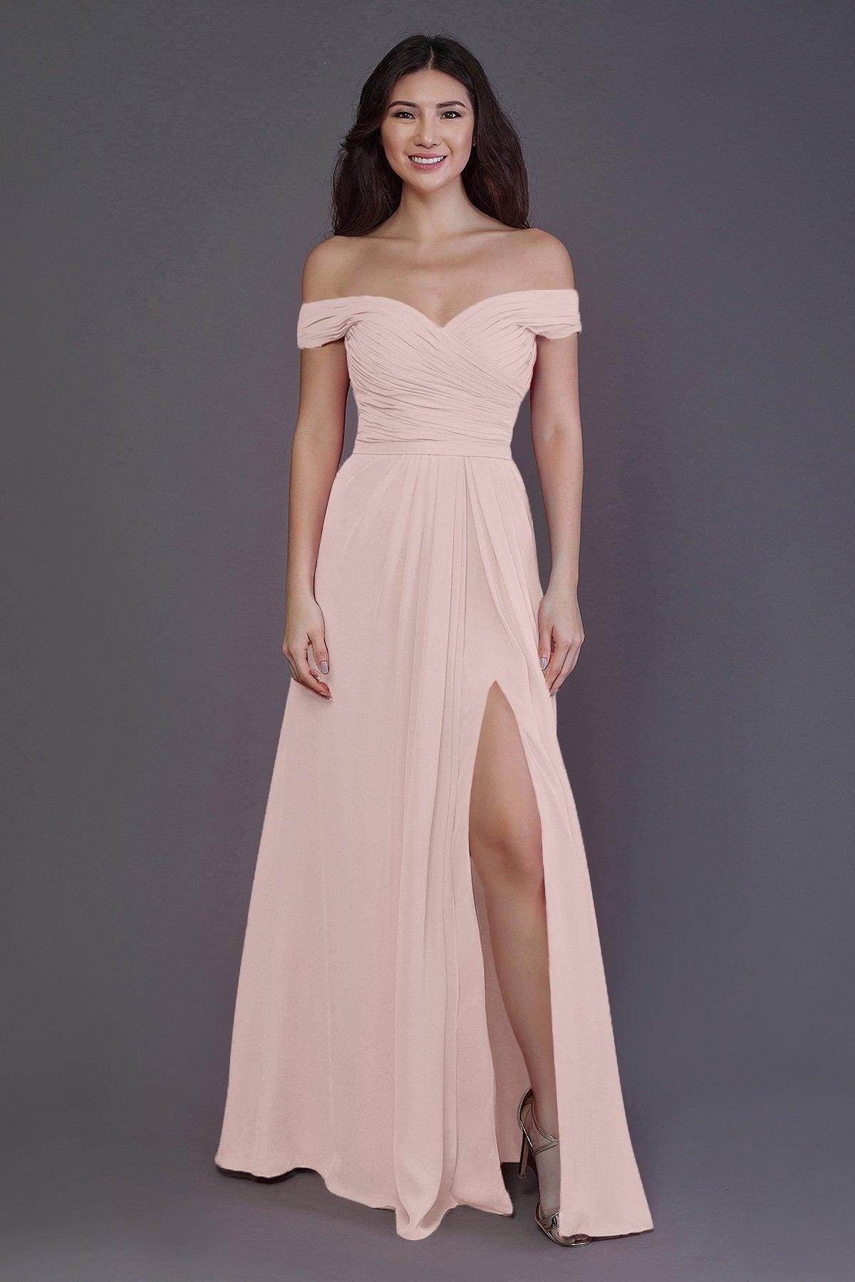 Sheath-Column Floor Length Chiffon Bridesmaid Dress PR3536PS