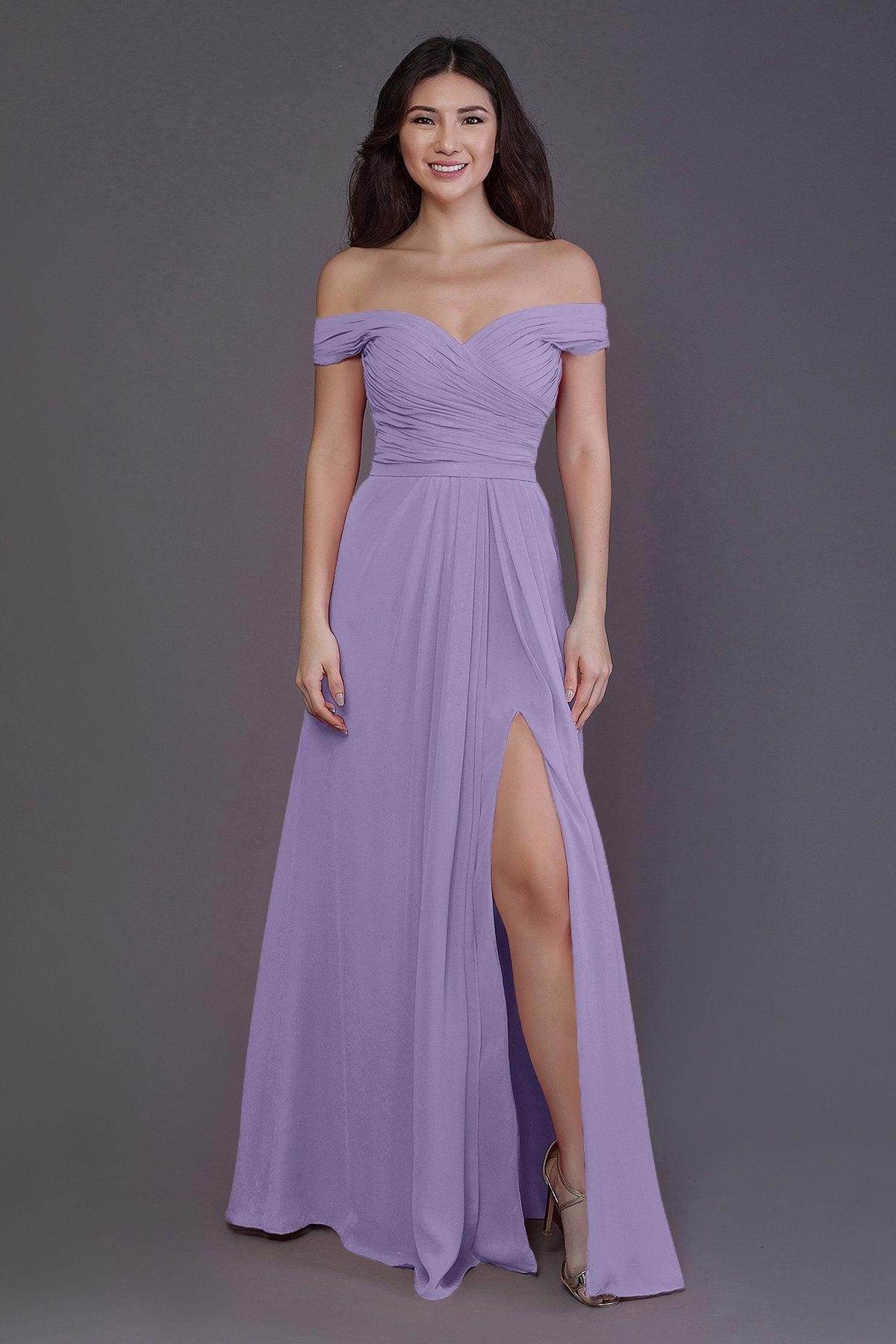 Sheath-Column Floor Length Chiffon Bridesmaid Dress PR3536