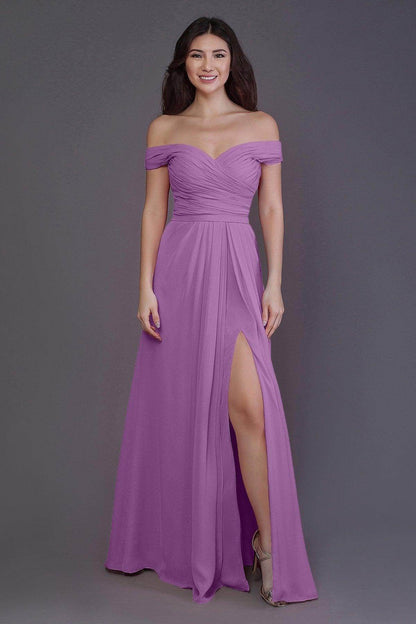 Sheath-Column Floor Length Chiffon Bridesmaid Dress PR3536