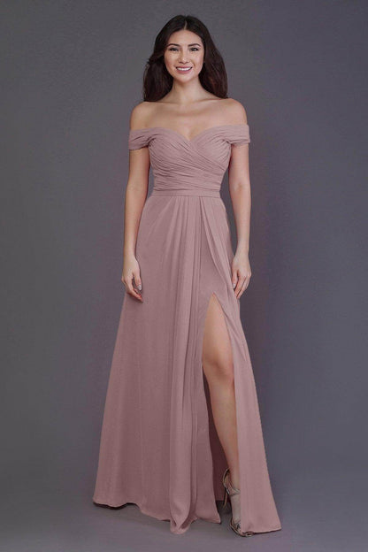 Sheath-Column Floor Length Chiffon Bridesmaid Dress PR3536