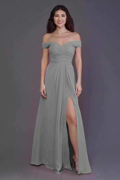 Sheath-Column Floor Length Chiffon Bridesmaid Dress PR3536