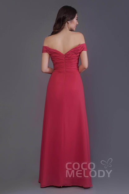 Sheath-Column Floor Length Chiffon Bridesmaid Dress PR3536PS