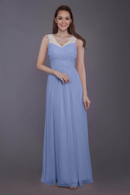 Sheath-Column Floor Length Chiffon Bridesmaid Dress PR3542