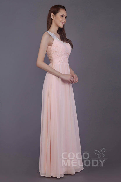 Sheath-Column Floor Length Chiffon Bridesmaid Dress PR3542