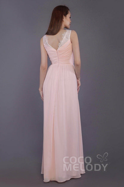 Sheath-Column Floor Length Chiffon Bridesmaid Dress PR3542