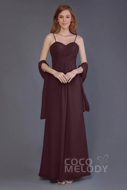 Sheath-Column Floor Length Chiffon Bridesmaid Dress PR3544